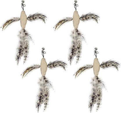 TTcat Feather Cat Toy Attachments,4 Pcs Simulation Flying Birds Refills, Cat Toys Replacement Feathers for Cat Kitten Wand.