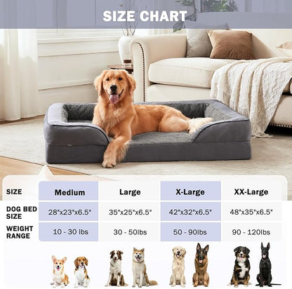 INVENHO Orthopedic Large Dog Bed, Washable Waterproof, Egg-Crate Foam Dog Couch Bed with Washable Removable Cover, Waterproof Lining and Nonskid Bottom