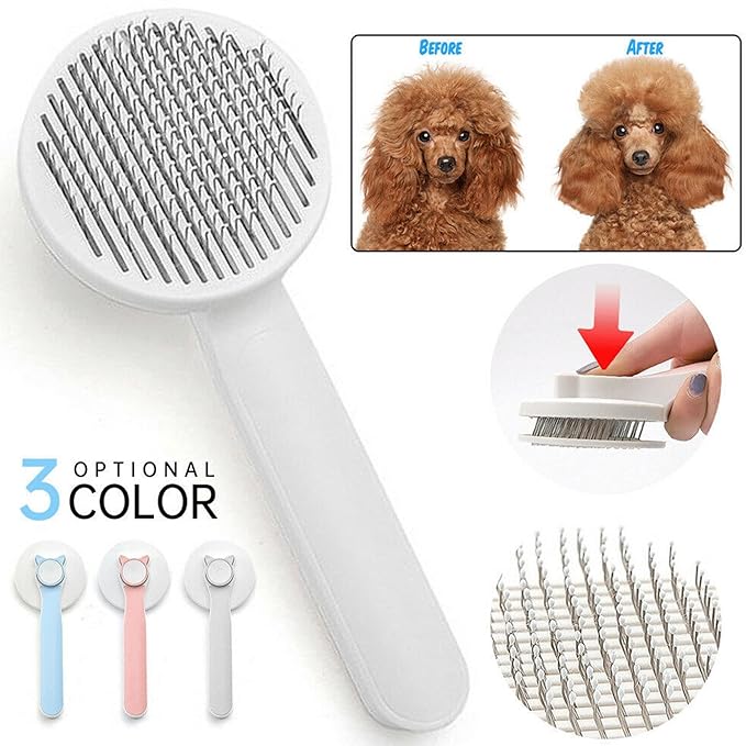Cat Grooming Brush Slicker Brush for Pet Self Cleaning Hair Removal with Stainless Steel Needles Shedding & De-Matting Tool Hair Remover for Pet Dogs Cats (Blue)