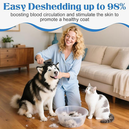 GracePals Self Cleaning Dog Brush for Shedding - Bristle Brush and Long/Short Needles Design, Skin Friendly, Slicker Deshedding Dog Brush, Hair Removal for Long & Short Haired Pets (Black)