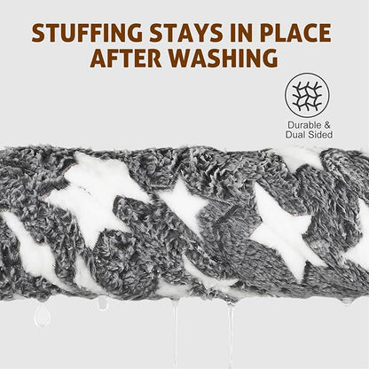 Mora Pets Cat Bed Dog Crate Pad Ultra Soft Pet Bed with Cute Star Print Washable Crate Mat for Small Dogs and Indoor Cats Reversible Fleece Dog Kennel Pad Cat Carrier Mat 14 x 17.5 inch Grey