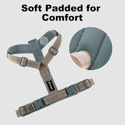 Plutus Pet No Pull Dog Harness, Adjustable Nylon Harness with Soft Padding, Reflective and Heavy Duty Dog Harness for Small, Medium, Large Dogs(Beige, L)
