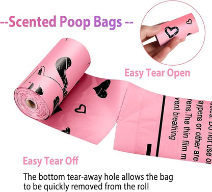 Dog Poop Bag Rolls Pink: 540 Count Dog Waste Bags with Dispenser, Extra Thick Strong Leak proof Poop Bags for Dogs Doggy | Unscented