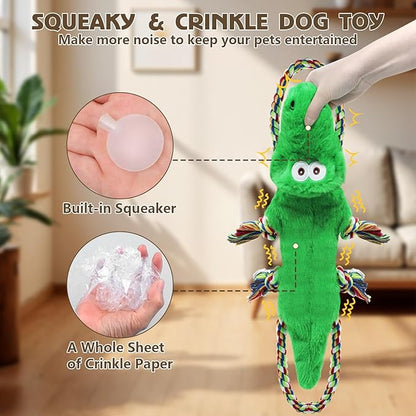 No Stuffing Squeaky Dog Toys,Tug of War Dog Toy with Pull Rope, Interactive Dog Toys Dog Gifts for Small,Medium Dog