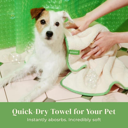 petora] Rub Me More Pet Spa Towels | Adorable Quick-Dry Dog Towels for Drying & Grooming | Soft Microfiber Towels for Dogs & Cats | 2-Piece Set for Body & Paws