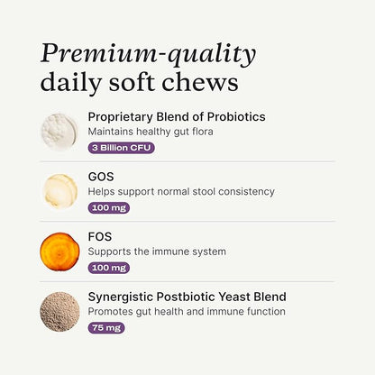 PetLab Co. Probiotics for Dogs, Support Gut Health, Occasional Diarrhea, Digestive Health & Seasonal Allergies - Pork Flavor - 30 Soft Chews - Packaging May Vary