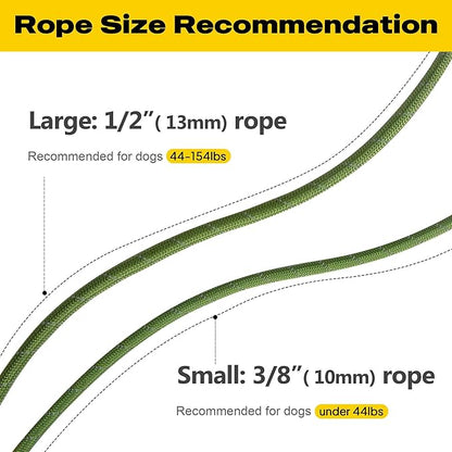 Fida Slip Leads for Dogs, 4 FT x 1/2" Dog Leash Heavy Duty Comfortable Strong Rope Lead for Large, Medium Dogs, No Pull Pet Training Leash with Highly Reflective,Green