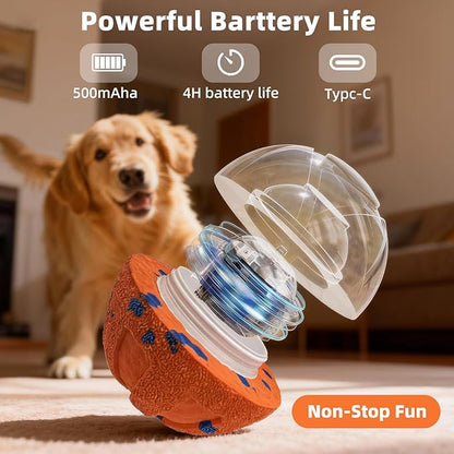 Interactive Dog Ball - Smart Dog Toy for Small & Medium & Large Dogs, Automatic Moving, Rotating & Bouncing, E-TPU Material, Interactive Dog Toys for Aggressive Chewers (Orange)