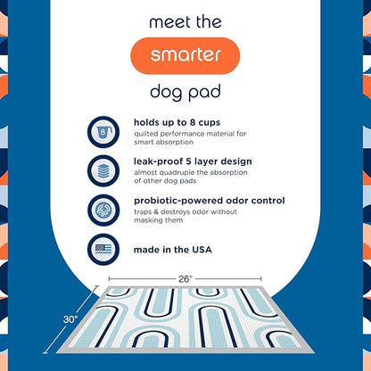 Pet Life Unlimited Smart Prints Extra Large Puppy Pads – 26" x 30", 50 Count (XL) | Stylish Dog Training Pads with Odor Controlling Wetness-Activated Sweet Bluegrass Scent | USA Made