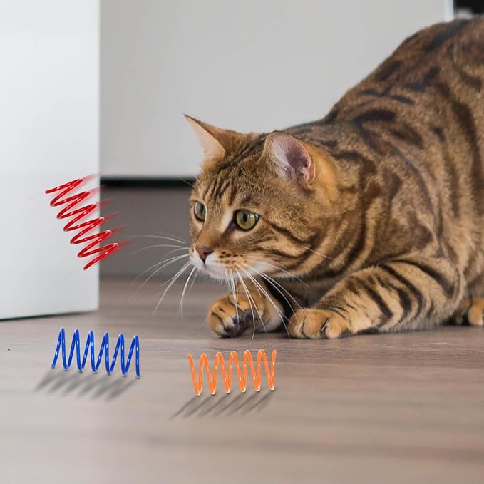 FAXLEVY 135 Pack 9 Colors Cat Spring Toys, Interactive Coil Plastic Spiral Spring Cat Toys for Indoor Cats Hunting, Biting, Swatting, and Active Play