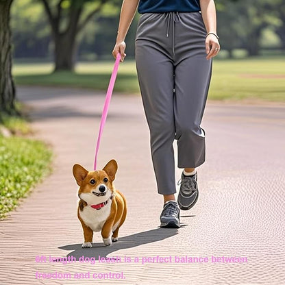 6 FT Puppy Leashes, Strong Traditional Style Leash with Easy to Use Collar Hook,Dog Lead Great for Small and Medium and Large Dog (Pink, 5/8 in x 6 ft)