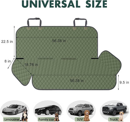 NECKORY Backseat Cover for Dogs, Waterproof and Non-Slip Pet Bench Seat Covers, Car Seat Protector for Back Seat, Universal Size Rear Car Seat Cover Fits Cars, Trucks and SUVs, L-Army Green&Grey