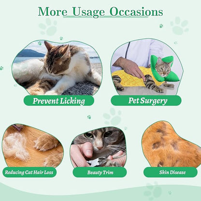 EMUST 2PCS Cat Recovery Suit & Cat Surgery Suit, Soft & Adjustable Dog Surgery Suit Female Spay for Abdominal Wounds, Cotton Cone for Cats to Stop Licking for Small Female Pets 8-16lb, Yellow, L