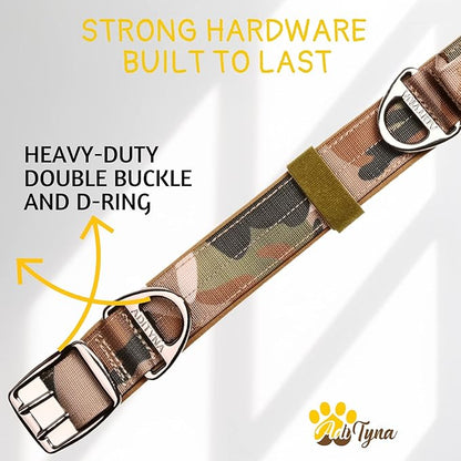ADITYNA Heavy Duty Dog Collar for Medium Dogs - Camo Collar with Handle for Training, and Walking - Wide, Thick, Tactical, Soft Neoprene Padded