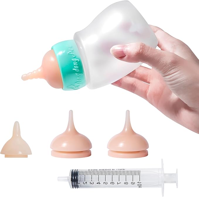 Doggiema Puppy Feeder Bottle, Silicone Feeding Nipple and Syringes for All Breed of Puppies and Other Animals Dongdong pet