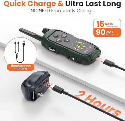 VUMXPE Dog Shock Collar - 4000FT Remote Training Collar with 4 Modes & LED Lights, IP67 Waterproof, Rechargeable E Collar for Small to Large Dogs (8-150 Lbs), Green