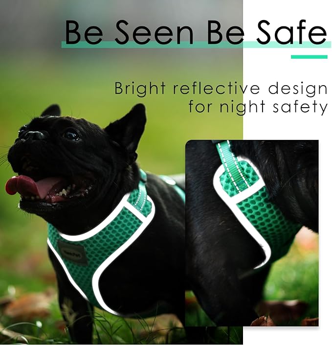 ThinkPet Reflective Breathable Soft Air Mesh No Pull Puppy Choke Free Over Head Vest Ventilation Harness for Puppy Small Medium Dogs (Neon Green,L)