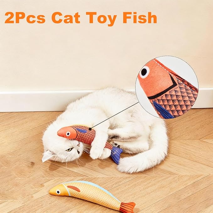 LNOVANT 4-Pack Cat Toys for Indoor Cats: Interactive Catnip Silvervine Toys with Mice, Balls & Saury Fish for Chewing and Scratching - Kitten Toys, Catnip, Cat Stuff and Supplies
