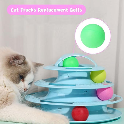 Flashine Cat Toys for Indoor Cats 40 PCS Kitten Toys Cat Interactive Toys Pack Including Cats Springs Sparkle Ball Pom Pom Ball Jingle Balls Tracks Balls