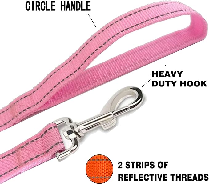 Reflective Dog Leash 4Ft /5 Foot /6 Feet Long, 1 Inch Wide, for Small and Medium Dogs