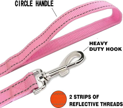 Reflective Dog Leash 4Ft /5 Foot /6 Feet Long, 1 Inch Wide, for Small and Medium Dogs