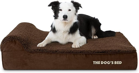 The Dog’s Bed Orthopedic Headrest Dog Bed Large Brown Plush, Memory Foam, Pain Relief for Arthritis, Hip & Elbow Dysplasia, Post Surgery, Lameness, Waterproof Washable Cover, Veterinary Approved