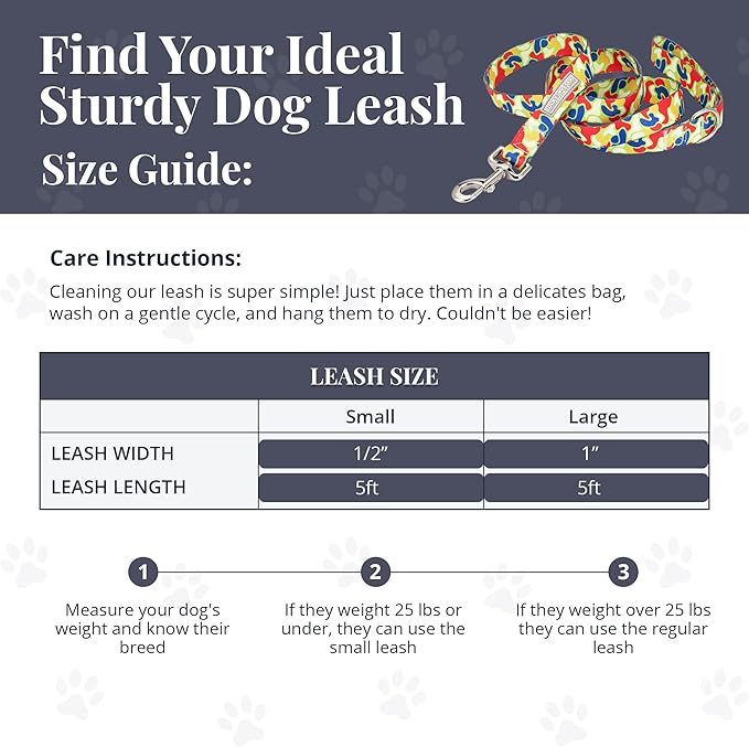 Lucky Love Dog Leash, Pattern Oscar Dog Leash, Medium, Durable & Long Lasting (Oscar, Large)