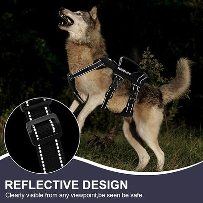 Escape Proof Dog Harness for Large Medium Sized Dogs Six Point Adjustable, Service Dog Vest Harness and Leash Set, No Pull Dogs Harnesses with Handle, XL Dog Harnesses for Walking(Black, L)