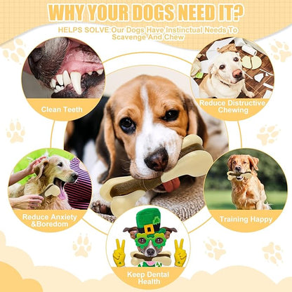 Sosation Bones Shaped Dog Toys for Aggressive Chewers, 2 Pack Christmas Dog Chew Toys Puppy Teething Nylon Beef Flavor for Large/Medium/Small Puppies Breeds(Hind Leg Bone,Large, Small)