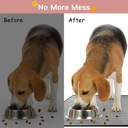 Largest Dog Food Mat, 48"x32" Silicone Dog and Cat Mat for Food and Water Bowls, Thinken Waterproof Non-Slip XXXL Pet Feeding Mat for Floors (Light Gray)