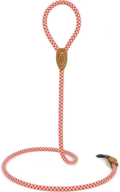 Mile High Life | Mountain Climbing Dog Rope Leash with Heavy Duty Metal Sturdy Clasp | Genuine Leather Tailored Connection with Strong Stitches (Red Khaki1, 60 Inch (Pack of 1))