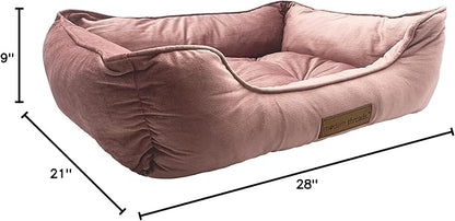 Modern Threads Luxury Dog Bed - Comfortable Tufted Velvet Cushion for Small to Large Dogs - Machine Washable - Durable & Cute Sleep Space for Pets - Pamper Your Pet with Cozy Beds - Rosewood
