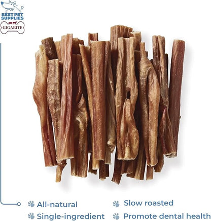 GigaBite Single Ingredient All Natural Free Range Bully Treats and Chews - Bully Sticks/Bladder Sticks/Beef Esophagus by Best Pet Supplies - Bladder Sticks (6 Inch), Pack of 25
