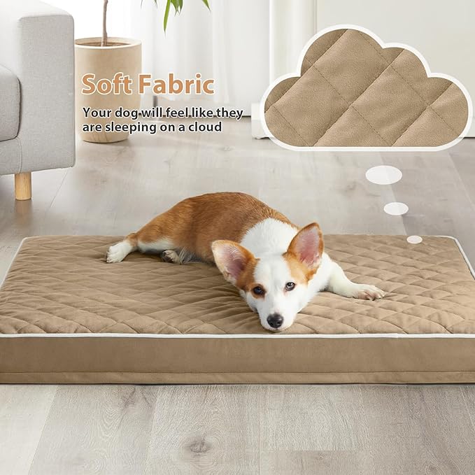 WNPETHOME Orthopedic XL Dog Beds Large Sized Dog, Waterproof Extra Large Dogs Bed with Removable Washable Cover, Multi-Needle Quilting Dogs Crate Bed