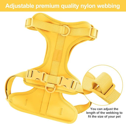 No Pull Lightweight Dog Harness: Adjustable Durable Breathable Mesh Pet Vest Harness with Soft & Comfortable Cushion, for Small Medium Large Dogs (L, Butter Yellow)