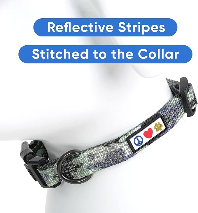 Pawtitas Reflective Camouflage Grey Puppy or Dog Collar, Large