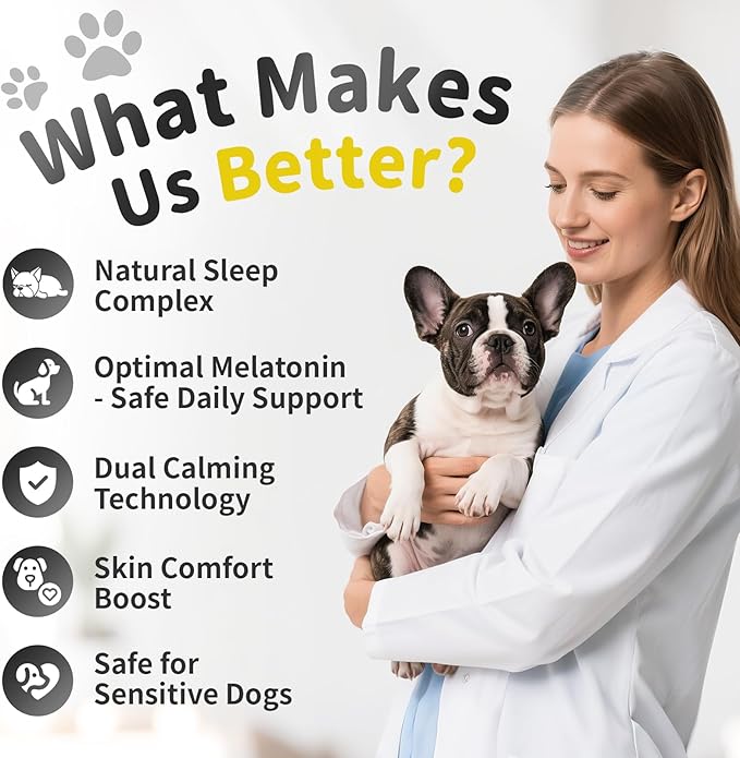 POPPAW Melatonin for Dogs, Calming Chews with Valerian Root & L-Theanine for Sleep Aid & Emotional Support, Calming Treats for Stress Anxiety Relief, Thunder, Fireworks, Barking, Chicken Flavor, 90Ct