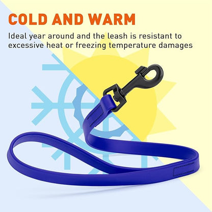 Dogline Biothane Waterproof Dog Leash Strong Coated Nylon Webbing with Black Hardware Odor-Proof Easy to Clean High Performance for Small or Large Dogs Made in USA 2 ft Lead, Blueberry Royal