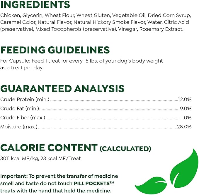 Greenies Pill Pockets for Dogs, Large Size Soft Dog Treats, Hickory Smoke Flavor, (6) 7.9 oz. Pouches