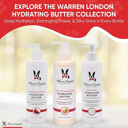 Warren London Hydrating Butter Leave in Pet Conditioner for Dogs | Lotion for Skin and Coat | Aloe Puppy & Dog Conditioner for Hair Detangler, Dry Skin, & Dandruff | Unscented 8oz
