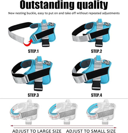 Bolux Dog Harness, No-Pull Reflective Dog Vest, Breathable Adjustable Pet Harness with Handle for Outdoor Walking - No More Pulling, Tugging or Choking (OceanicBlue, X-Large (Pack of 1))