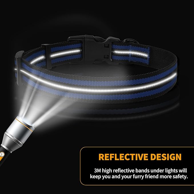 Mile High Life Reflective Dog Collar | Nylon Pet Collars wiith Buckle | Light Weight Puppy Collars | Blue Dog Collars for Medium Dogs (Blue, M)