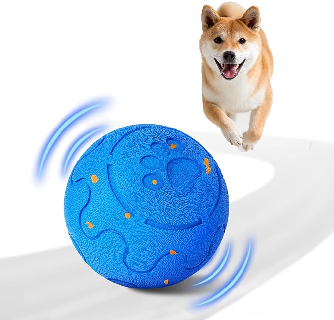 Interactive Dog Ball, Automatic Moving, Bouncing Chew Toys, Wicked Balls with 3 Modes, E-TPU Vibrating Dog Ball for Medium and Large Dogs, IP54 Waterproof, Birthday Gifts for Dogs(Blue)
