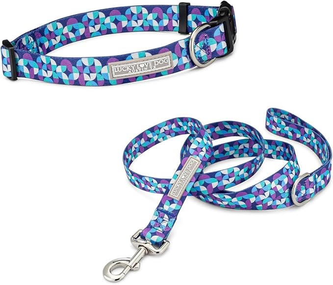 Lucky Love Dog - Adjustable Dog Collar and Leash Set with Easy Click Buckle for Large Dogs, Durable, & Comfortable Collar for Male & Female Dogs, Puppies & Adult Ones - Jasper Combo, Large