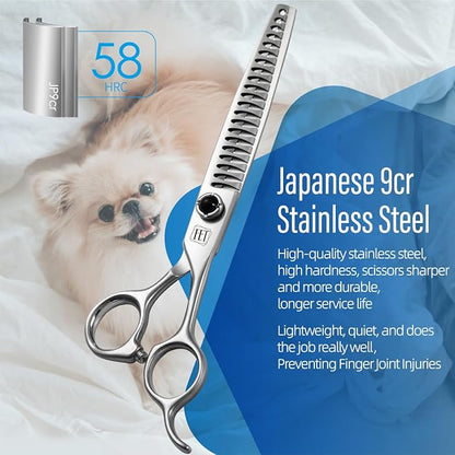 Fenice Totem Dog Grooming Scissors: 7 inch Pet Chunker Shears Made Of Japanese 9CR Advanced Stainless Steel Professional Grooming Scissors for Dogs Cats and Other Pets