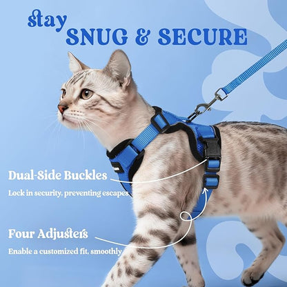 rabbitgoo Cat Harness and Leash for Walking, Escape Proof Soft Adjustable Vest Harnesses for Cats, Easy Control Breathable Reflective Strips Jacket, Navy Blue, XXS