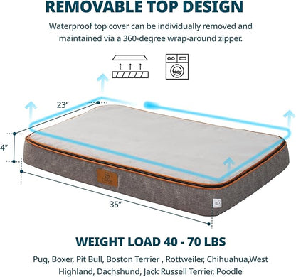 LIORCE Memory Foam Large Dog Bed - 4” Thick Orthopedic Beds for Large Dogs - Waterproof Dog Bed with Removable Washable Cover & Wrap-Around Zipper - Ultimate Comfort and Easy Maintenance