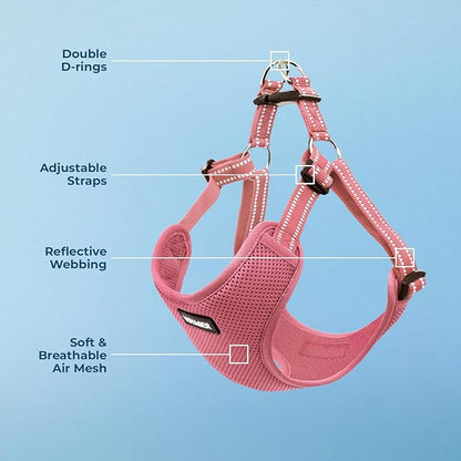 Best Pet Supplies Voyager Adjustable Step-in Flex Breathable Mesh Dog Harness for Small Medium Large Dogs (Pink), XL