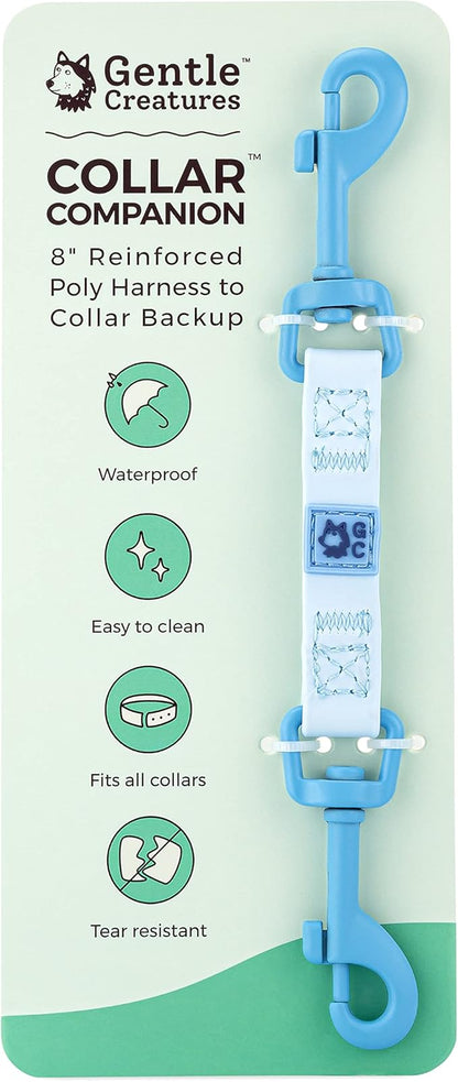 Gentle Creatures Collar Companion - Reinforced, Waterproof Poly Backup Clip for Dog Harness, Prong, Pinch Collars, Gentle Lead - Double Ended Swivel Clips - Harness to Collar Safety Clip, Clasp