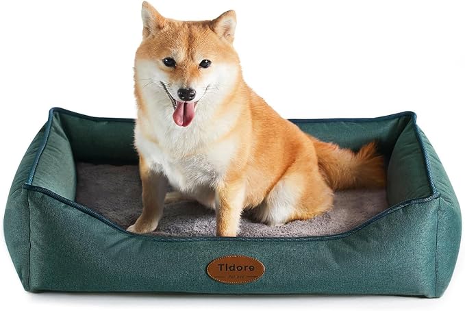 Tidore Orthopedic Dog Beds for Medium Dogs, Durable Egg Crate Foam Sofa Dog Bed wit Washable Removable Cover,Waterproof Lining,Pet Bed for Large Dogs (Olive Green, 26.4" L x 21.7" W x 6.2" Th)